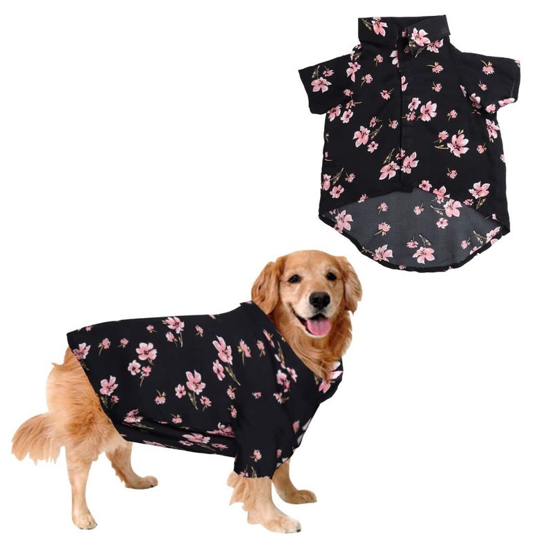 Sage Square Crazy Printed Dog Shirt, Trending Dog Shirt Ultra Soft & Light Weight, Comfortable & Breathable Dog Apparel, Trendy Outfit (Black Flower Print) (Medium - 16inch) - Image 1