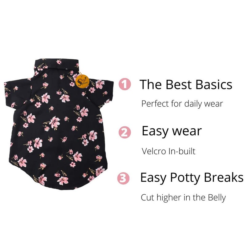 Sage Square Crazy Printed Dog Shirt, Trending Dog Shirt Ultra Soft & Light Weight, Comfortable & Breathable Dog Apparel, Trendy Outfit (Black Flower Print) (Medium - 16inch) - Image 5