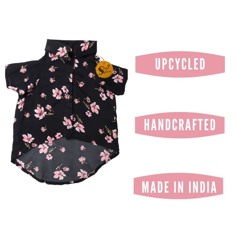 Sage Square Crazy Printed Dog Shirt, Trending Dog Shirt Ultra Soft & Light Weight, Comfortable & Breathable Dog Apparel, Trendy Outfit (Black Flower Print) (Medium - 16inch) - Image 3