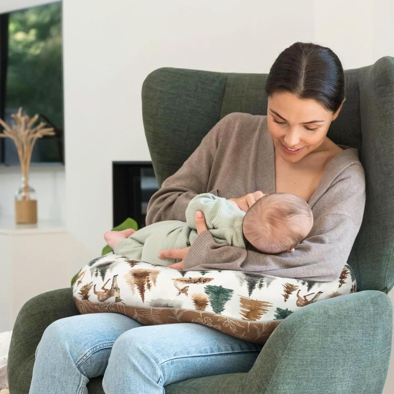 GRSSDER Nursing Pillow Cover Stretchy Minky Removable Nursing Covers for Breastfeeding Pillows Ultra Soft Comfortable Slipcover for Boy and Girls Stylish Watercolor Forest Deer and Leaves - Image 4