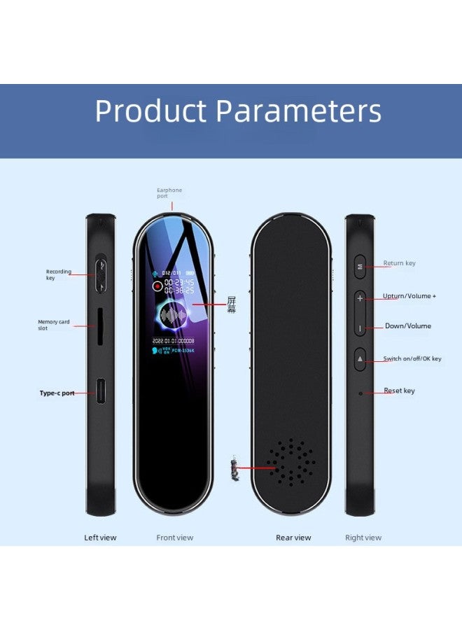 Portable Digital Recording Pen High Definition Noise Reduction Smart Voice Control Q53 1536kbps Professional Dictaphone-Body Color:Silver-Memory Capacity:16GB - Image 4