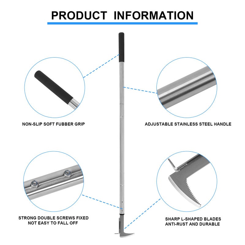 BARAYSTUS Crack Weeder, Stainless Steel Manual Crevice Weeding Tool, Long Handle Weed Grabber Remover, L-Shaped Manual Weeder Puller, Durable Crevice Weeding Tool for Sidewalk Garden Patio Lawn - Image 5
