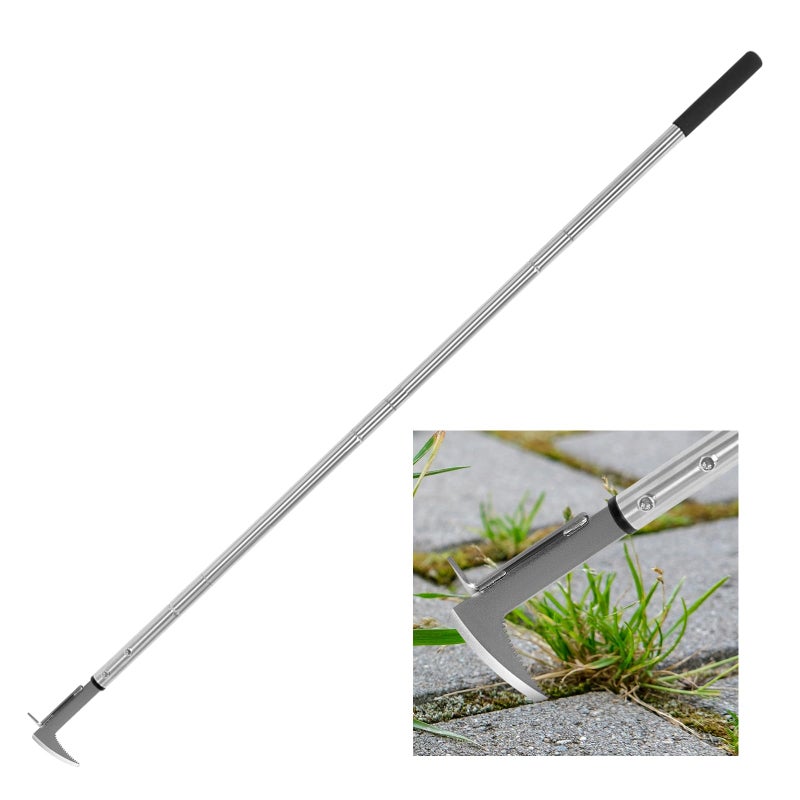 BARAYSTUS Crack Weeder, Stainless Steel Manual Crevice Weeding Tool, Long Handle Weed Grabber Remover, L-Shaped Manual Weeder Puller, Durable Crevice Weeding Tool for Sidewalk Garden Patio Lawn - Image 1