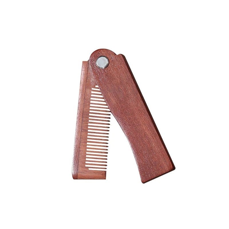 Bluejw Natural Green Sandalwood Folding Hair Comb - Engraved Logo, Anti-Static Fine Tooth Wood Hairbrushes - Image 1