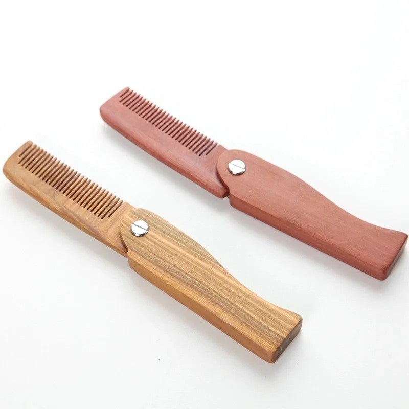 Bluejw Natural Green Sandalwood Folding Hair Comb - Engraved Logo, Anti-Static Fine Tooth Wood Hairbrushes - Image 4