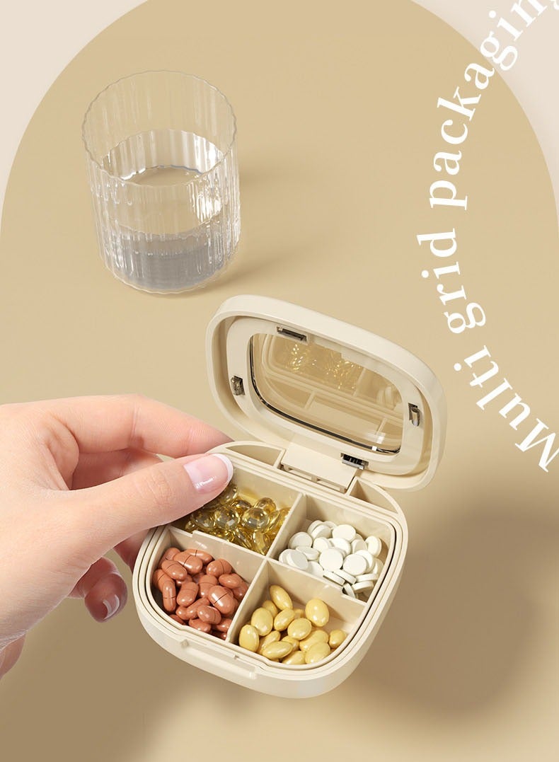 Generic 4 Compartments Portable Pill Box Travel Pill Organizer, Everyday Pill Organizer, Folding Design Pill Box for Wallet Pocket for Vitamins, Cod Liver Oil, Supplements and Medication - Image 3