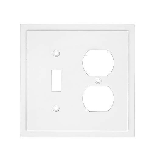 Henne Bery Modern Edge Decorative Wall Plate Switch Plate Outlet Cover, Durable Solid Zinc Alloy (Toggle/Duplex, White) - Image 1