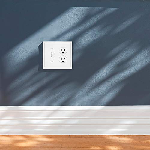 Henne Bery Modern Edge Decorative Wall Plate Switch Plate Outlet Cover, Durable Solid Zinc Alloy (Toggle/Duplex, White) - Image 3