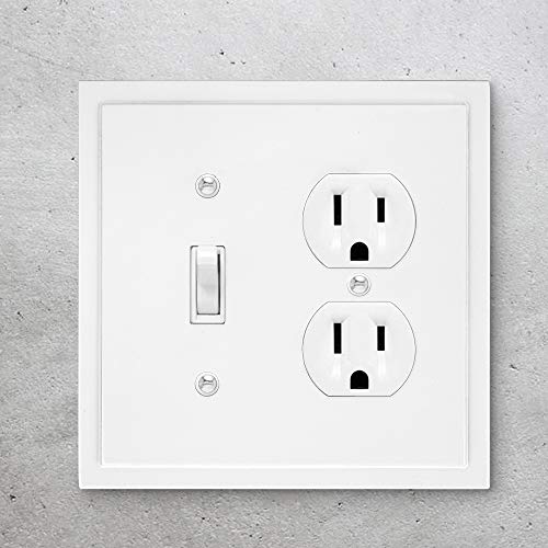 Henne Bery Modern Edge Decorative Wall Plate Switch Plate Outlet Cover, Durable Solid Zinc Alloy (Toggle/Duplex, White) - Image 2
