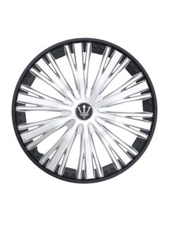 Al Khateeb 15" Dual Color Black & Silver Car Universal Hubcap Wheel Covers - Set Of 4 