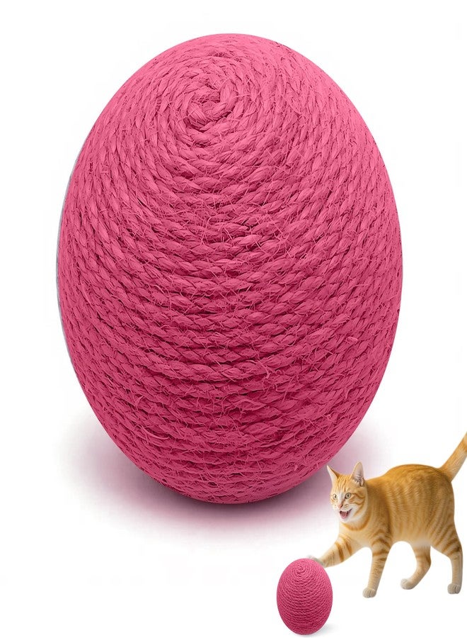 Dojomadf 3.94 inch Sisal Cat Ball Toy, Interactive Natural Cat Scratching Ball, Perfect Scratcher for Cats' Exercise and Fun (Rose Red) - Image 1