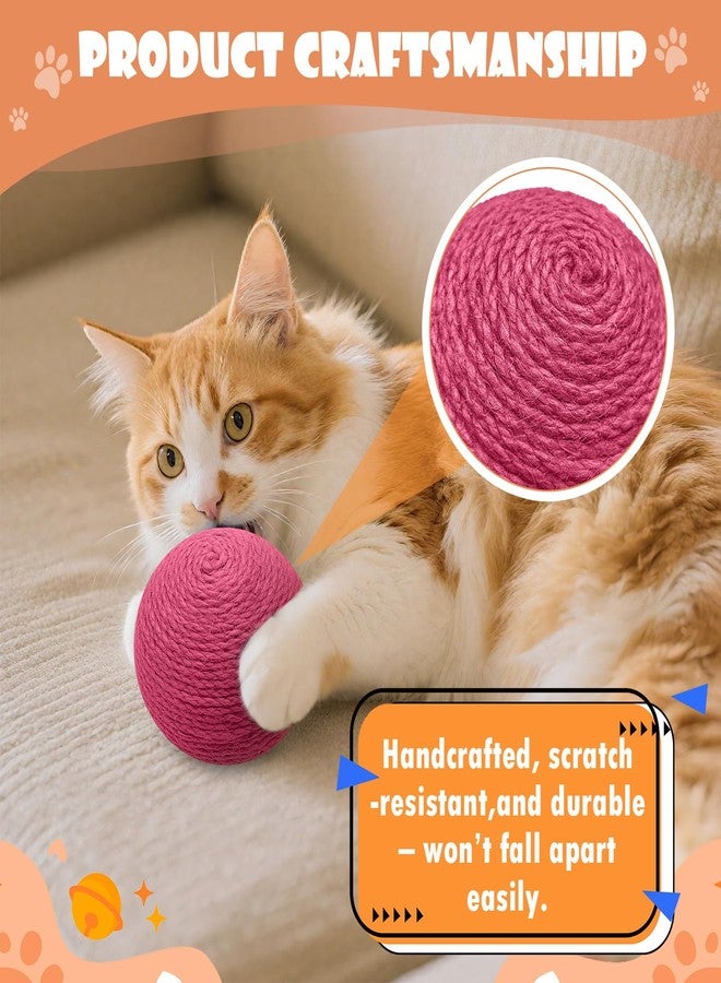Dojomadf 3.94 inch Sisal Cat Ball Toy, Interactive Natural Cat Scratching Ball, Perfect Scratcher for Cats' Exercise and Fun (Rose Red) - Image 5