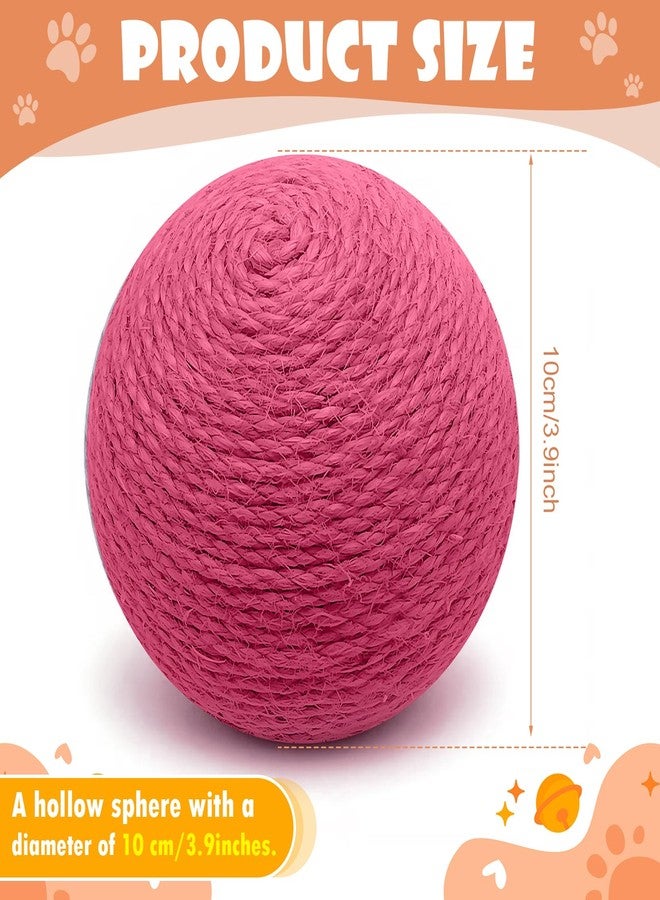 Dojomadf 3.94 inch Sisal Cat Ball Toy, Interactive Natural Cat Scratching Ball, Perfect Scratcher for Cats' Exercise and Fun (Rose Red) - Image 2