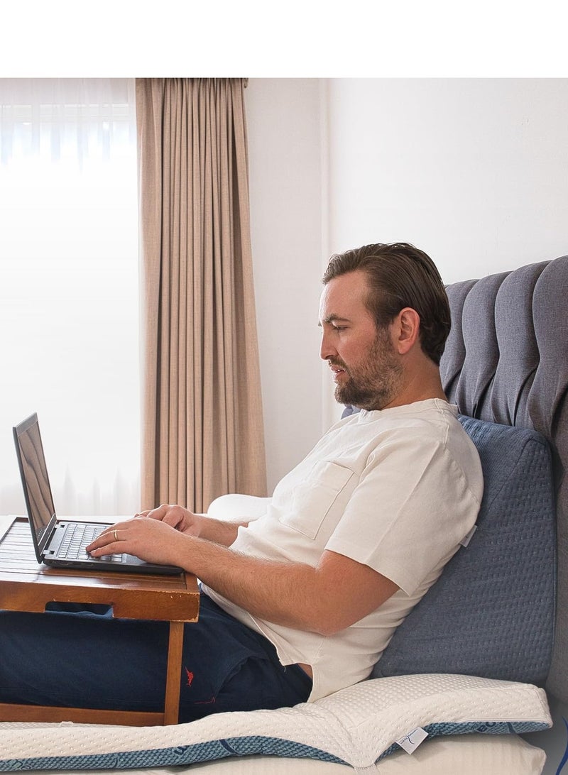 وسادة مسند ظهر على شكل إسفين من فوم ميموري – دعم مريح لمشاهدة التلفاز، القراءة، العمل أو تناول الطعام على السرير أو الأريكة – فوم عالي الكثافة - Image 2