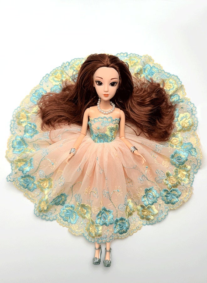 Blue-Gold Lace Circle Princess Doll for Girls - Image 1