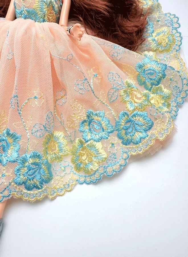 Blue-Gold Lace Circle Princess Doll for Girls - Image 4