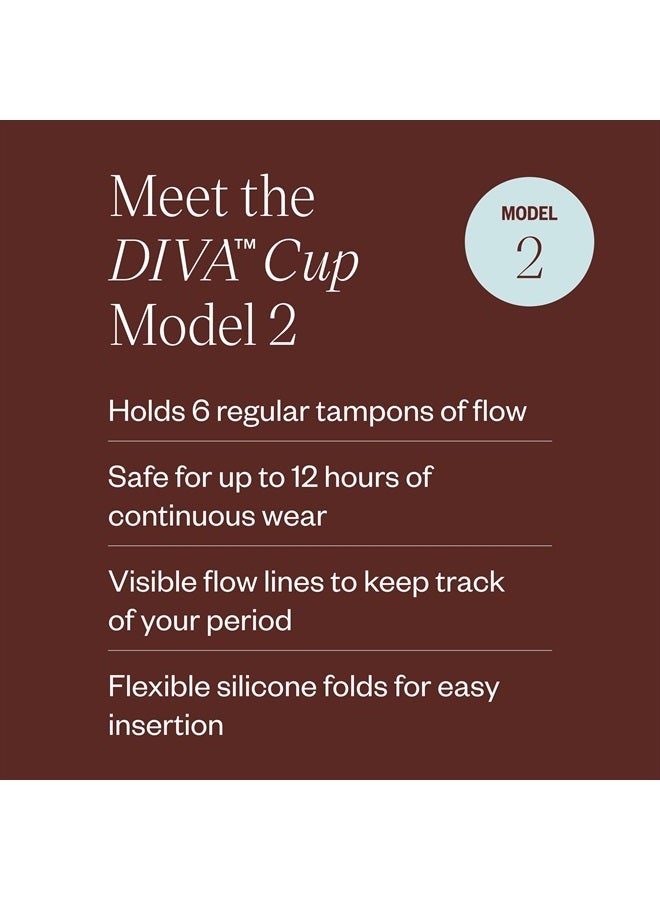 DivaCup BPA-Free Reusable Menstrual Cup - Leak-Free Feminine Hygiene - Tampon and Pad Alternative - Up To 12 Hours Of Protection - Model 2 - Image 3