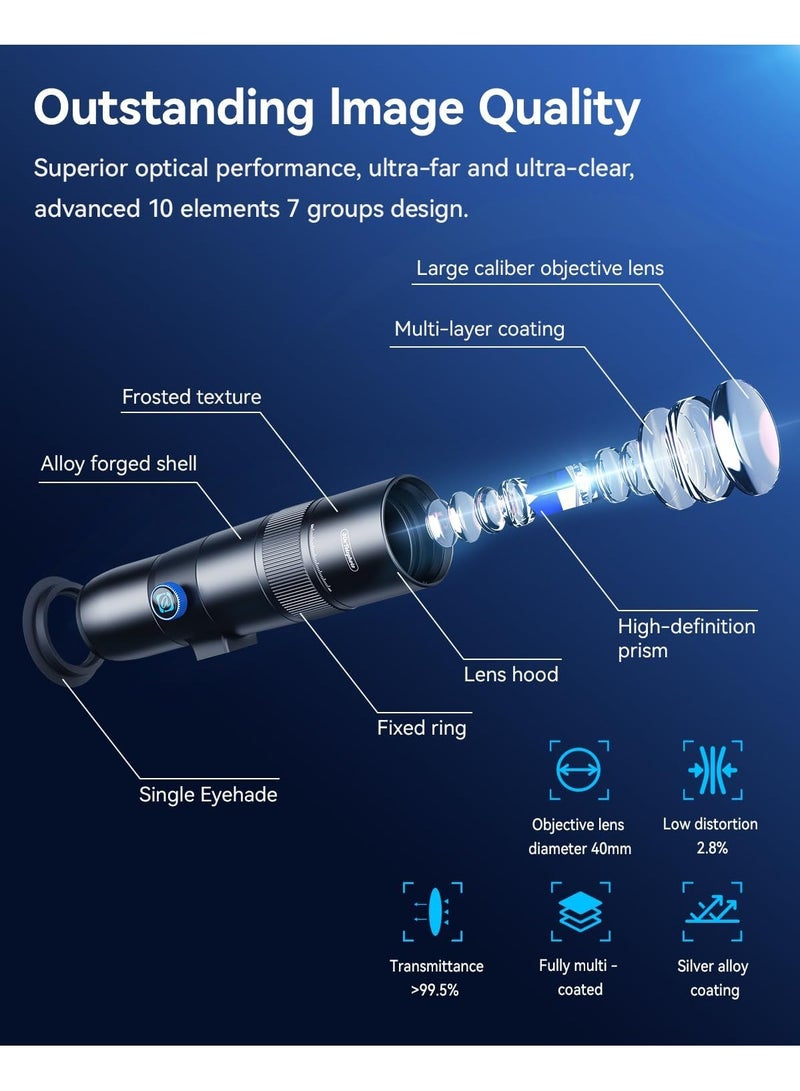 آبيكسل عدسة مقربة عالية الوضوح ٣٠x لأجهزة iPhone/Samsung/Android | عدسة كاميرا زووم للتصوير الخارجي مع مشبك عالمي للهواتف الذكية وحامل ثلاثي القوائم - Image 3