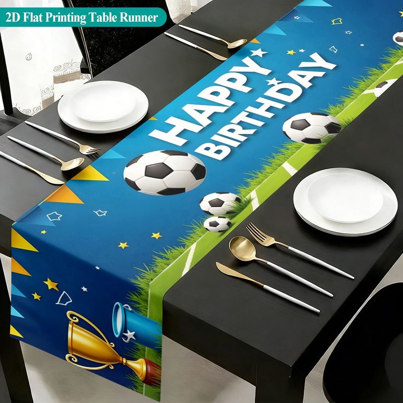 Rectangular Polyester Table Runner 120x30cm Stars And Soccer Balls Print - Image 2