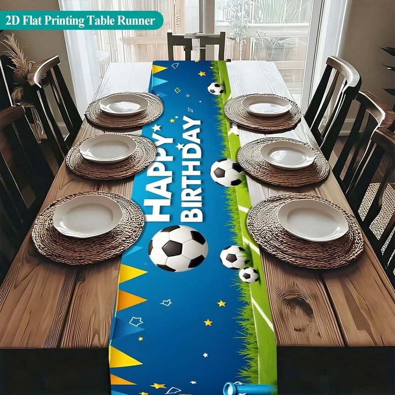 Rectangular Polyester Table Runner 120x30cm Stars And Soccer Balls Print - Image 4
