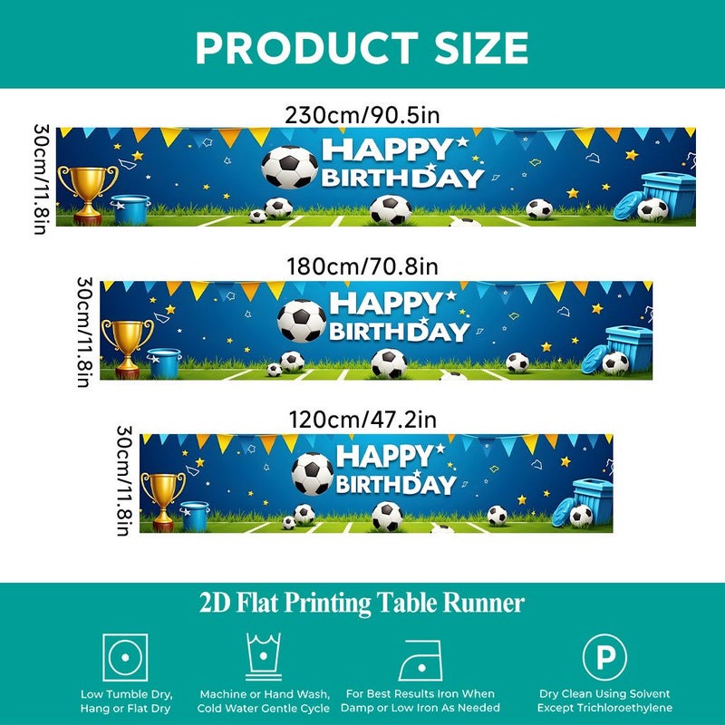 Rectangular Polyester Table Runner 120x30cm Stars And Soccer Balls Print - Image 3