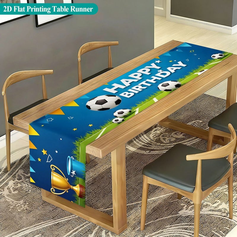 Rectangular Polyester Table Runner 120x30cm Stars And Soccer Balls Print - Image 1