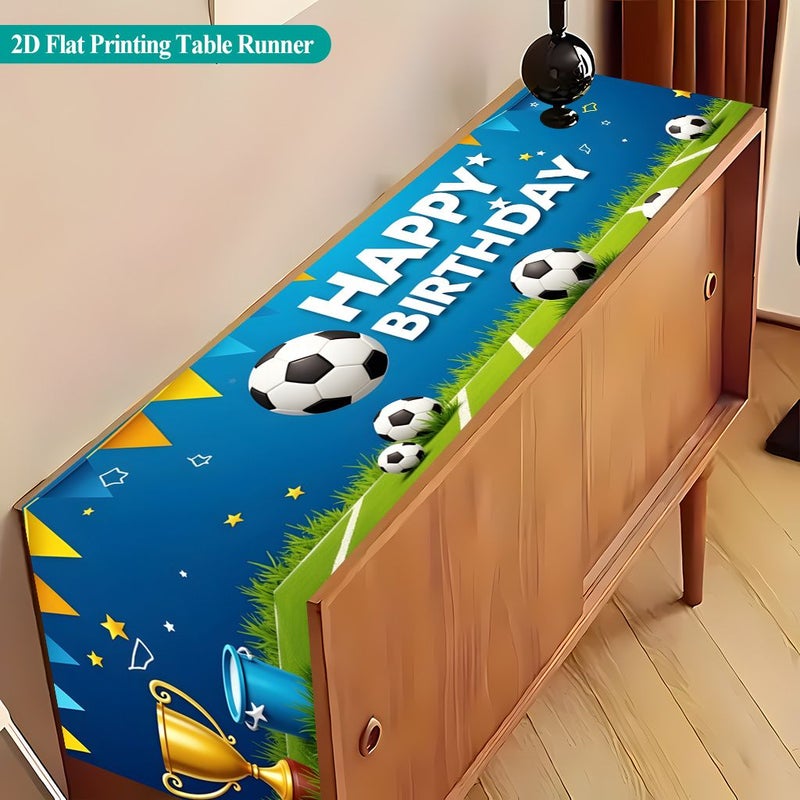 Rectangular Polyester Table Runner 120x30cm Stars And Soccer Balls Print - Image 5