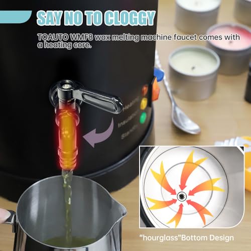 TOAUTO WMF-8L Large Wax Melter for Candle Making, Electric Wax Melting Container Holds 8L Melted Wax with Patented Heating Core Spout & Bottom Design for Commercial Candle Maker Use - Image 2