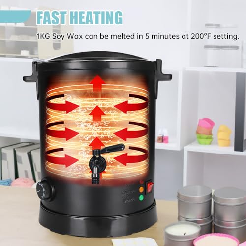 TOAUTO WMF-8L Large Wax Melter for Candle Making, Electric Wax Melting Container Holds 8L Melted Wax with Patented Heating Core Spout & Bottom Design for Commercial Candle Maker Use - Image 3
