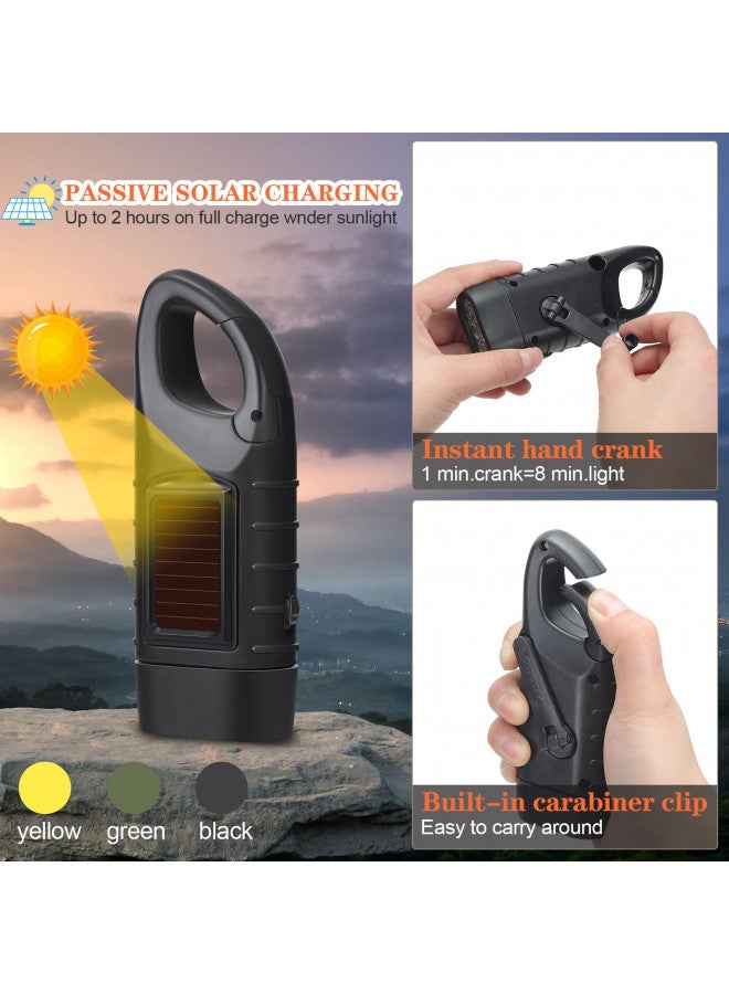 Mudder 6 Pcs Hand Crank Solar Powered Flashlights Emergency Rechargeable LED Flashlights Handheld Flashlights for Emergencies Survival Gear Outdoor Sports Camping Hiking Backpack Safety, Green Yellow Black - Image 1