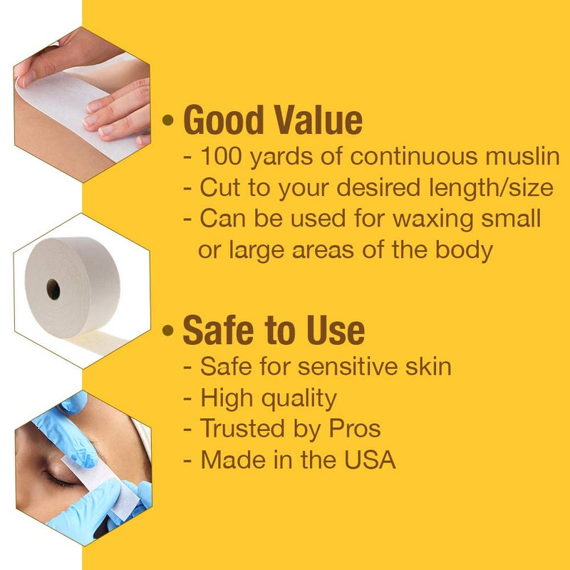 GiGi Epilating Muslin Roll â€“ Wax Strips for Hair Removal, Natural Muslin Wax Roll for Face & Body, 3.25-inch x 100 yards - Image 3