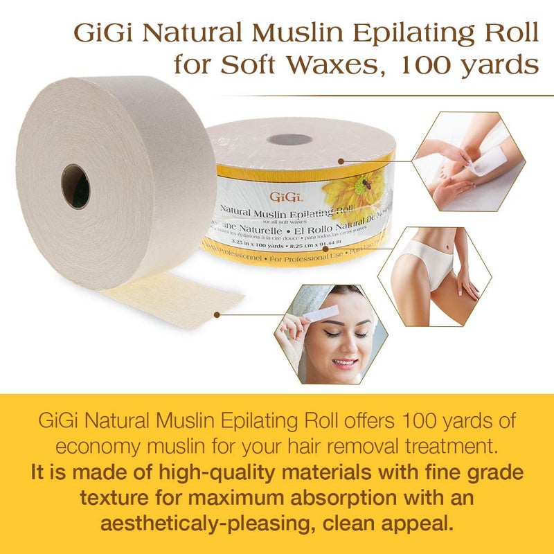GiGi Epilating Muslin Roll â€“ Wax Strips for Hair Removal, Natural Muslin Wax Roll for Face & Body, 3.25-inch x 100 yards - Image 5