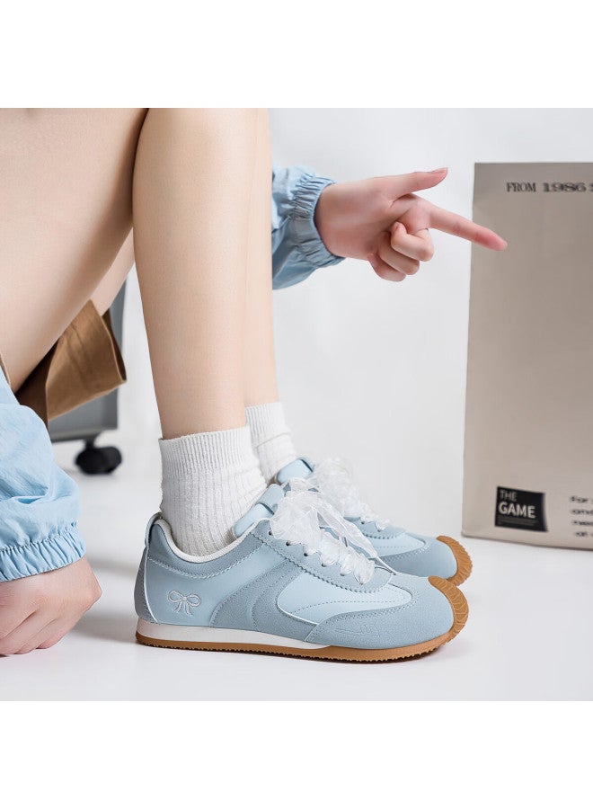Pull Back Warrior Women's Soft Sole German Training Shoes Autumn New Leather Casual Sports Shoes Wxy5238z Mist Blue Size 36 - Image 5