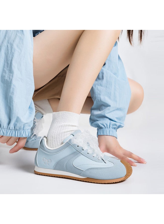 Pull Back Warrior Women's Soft Sole German Training Shoes Autumn New Leather Casual Sports Shoes Wxy5238z Mist Blue Size 36 - Image 3