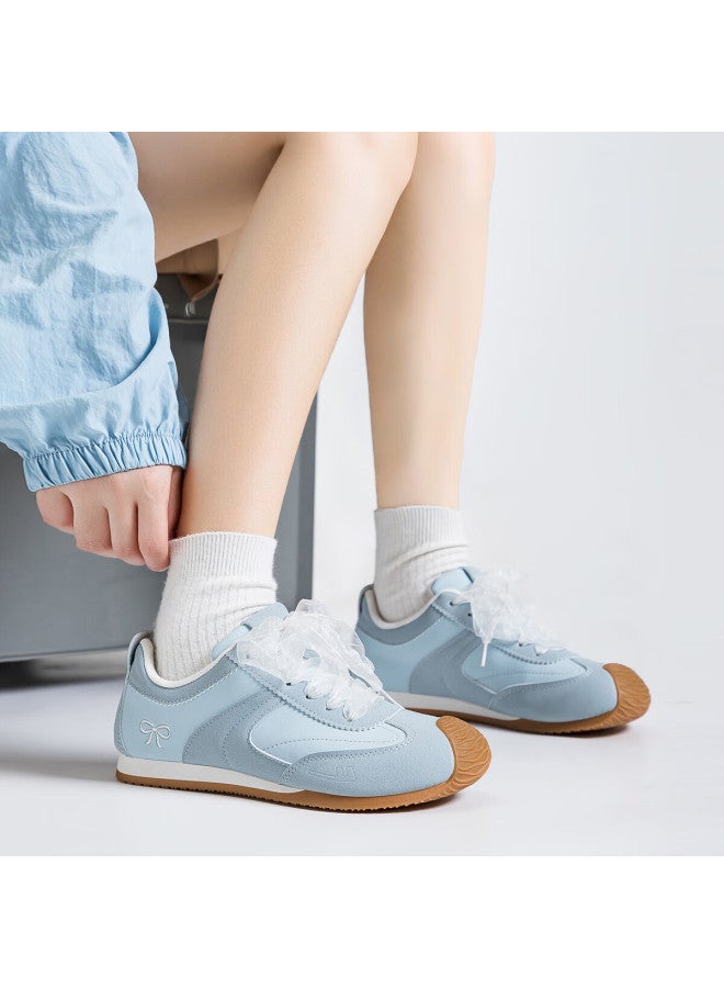 Pull Back Warrior Women's Soft Sole German Training Shoes Autumn New Leather Casual Sports Shoes Wxy5238z Mist Blue Size 36 - Image 1