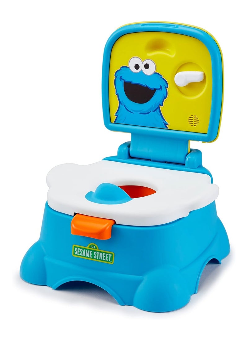 Sesame Street Cookie Monster Terrific 3-In-1 Potty Training Chair, Toilet Seat Trainer, And Step Stool, Easy Clean, Pretend Flush Handle, Gender Neutral  - Image 1