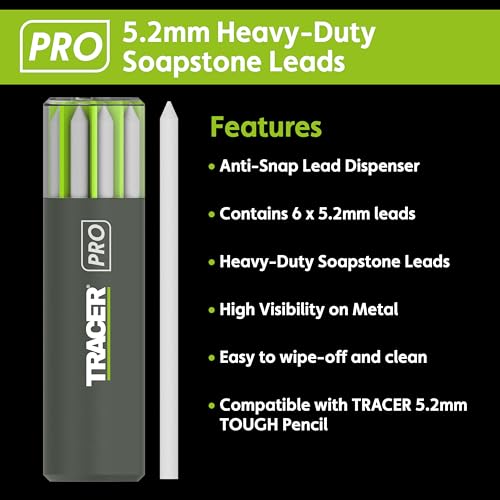 Tracer 52mm Soapstone Replacement Leads x 6 for use with the Tough Pencil Pencil Lead pack and Storage Case - Image 3