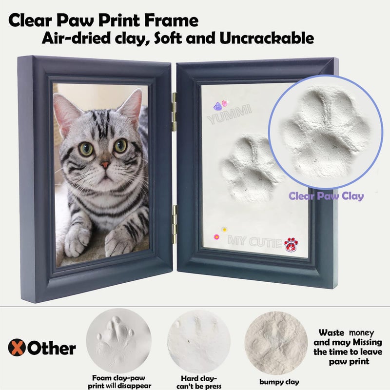 MYPAWLETS Dog or Cat Paw Print Kit with Trinkets,Pet paw Print Impression kit with 2 Clay,Wooden Dog Picture Frame,Personalized Gift Keepsake for Pet Lovers-Black - Image 2