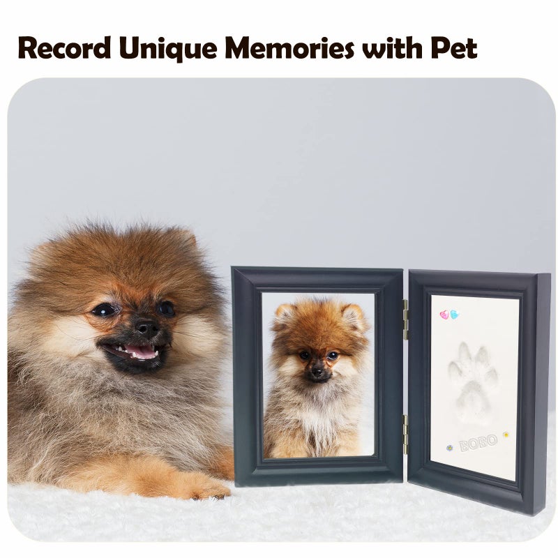 MYPAWLETS Dog or Cat Paw Print Kit with Trinkets,Pet paw Print Impression kit with 2 Clay,Wooden Dog Picture Frame,Personalized Gift Keepsake for Pet Lovers-Black - Image 3