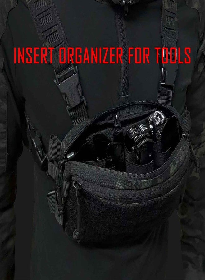 BOSITIVE Tactical Backpack Insert Modular Organizers and Storage Pouch, 3 Piece EDC Elastic Bag Insert Pouch Panel Hook Backed Accessories Holder - Image 3