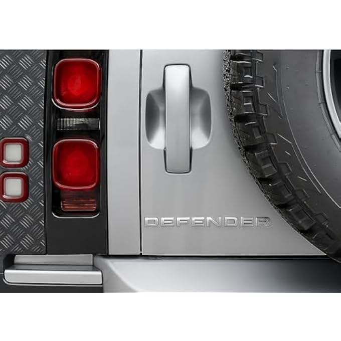 ريحني شعار ملصق الصندوق الخلفي فضي لامع متوافق مع شارة Defender الأنيقة وليست الأصلية الأصلية - Image 3