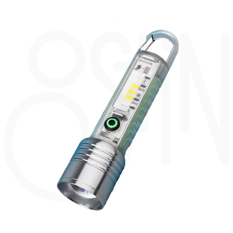 Ostin Ostin Portable Rechargeable LED Flash Light 8 Modes Camping Light Mode Key Chain Emergency Flashlight TorchTelescopic Zoom Multifunctional LED Flashlight Camping Hiking  - Image 1