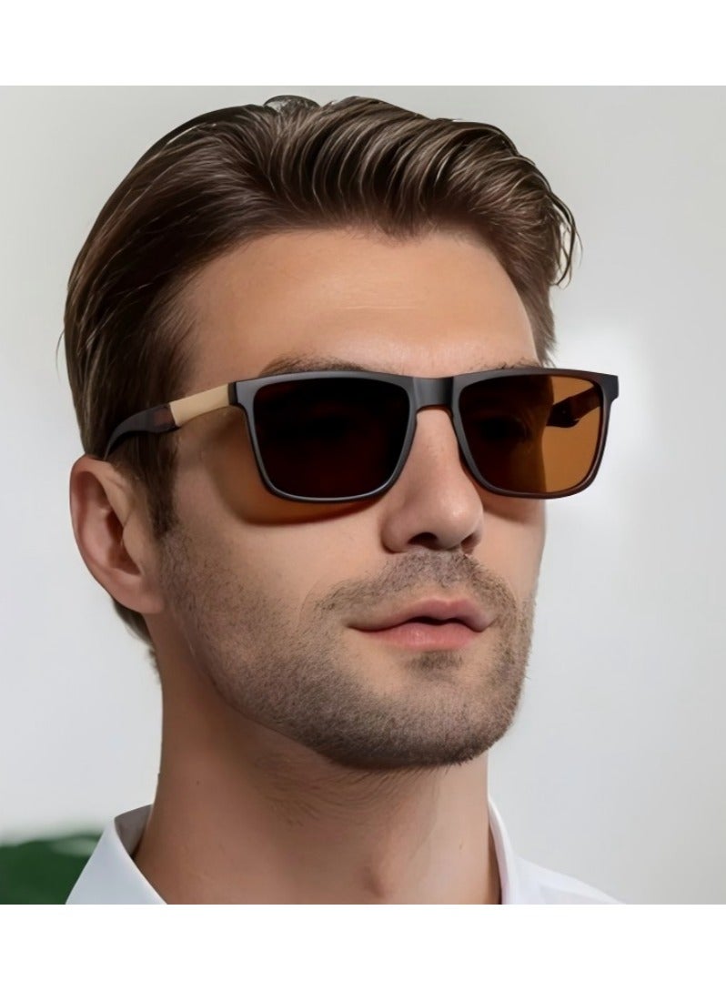 SCENT HOUSE Men's square frame driving ,sunglasses street style fashion ,sunglasses (Includes eyeglass case) - Image 1