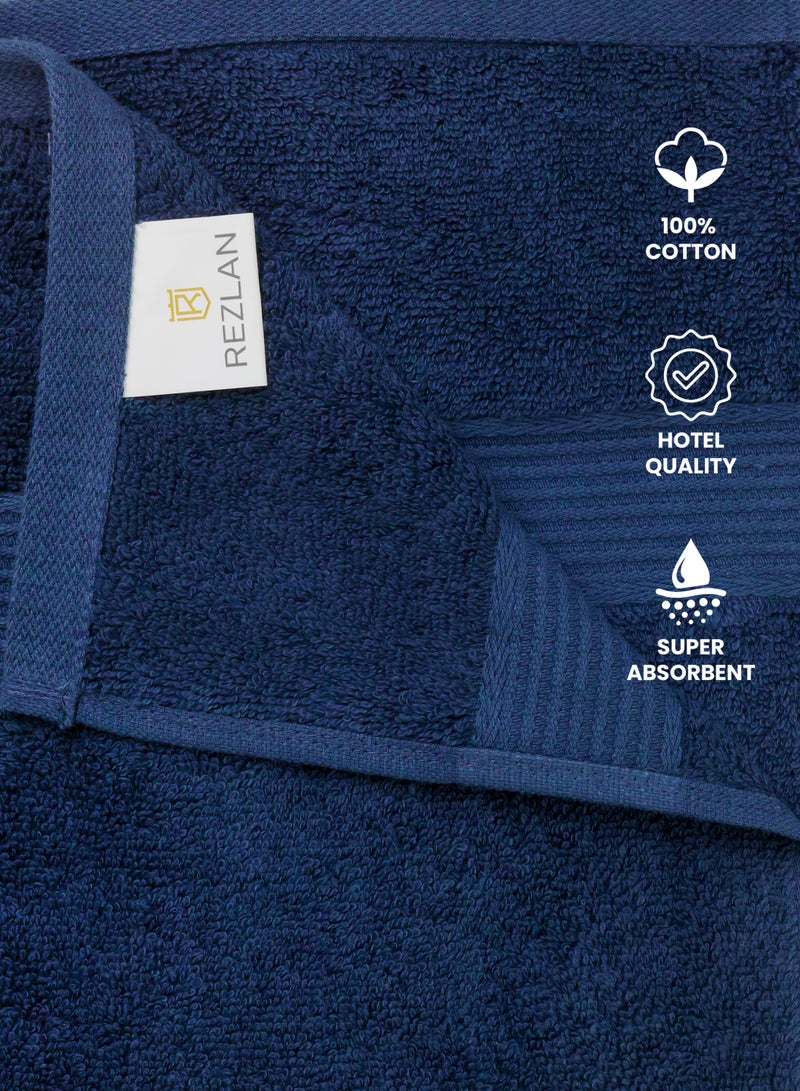 REZLAN UAE REZLAN 2-Piece Luxury Bath Towel Set - 100% Premium Cotton (70x144 cm / 27x57 inches) - NAVY - Image 5