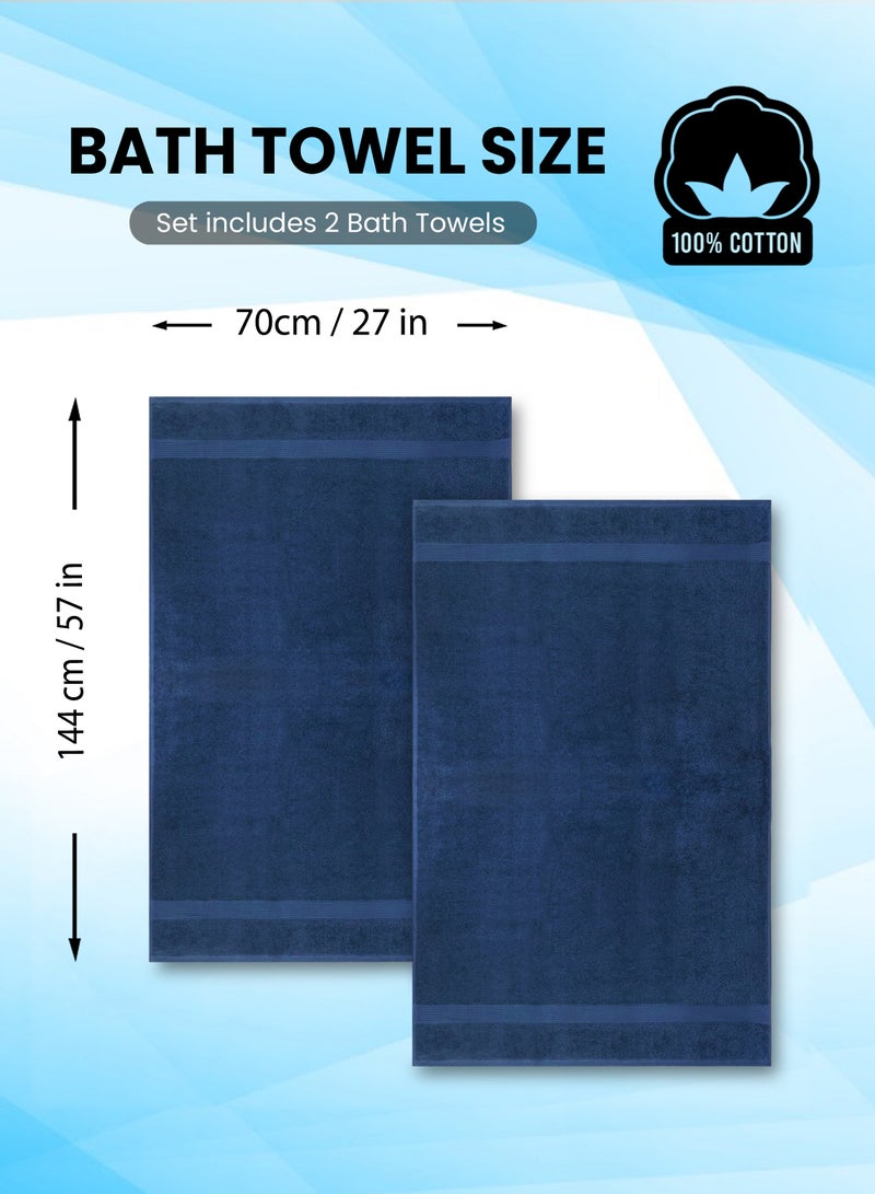 REZLAN UAE REZLAN 2-Piece Luxury Bath Towel Set - 100% Premium Cotton (70x144 cm / 27x57 inches) - NAVY - Image 4