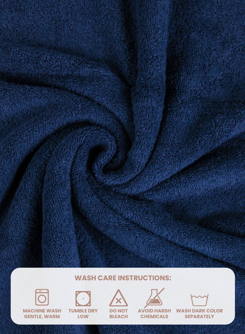 REZLAN UAE REZLAN 2-Piece Luxury Bath Towel Set - 100% Premium Cotton (70x144 cm / 27x57 inches) - NAVY - Image 3