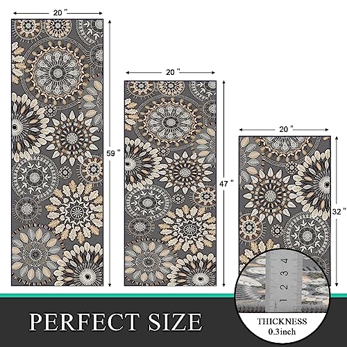 Bsmathom Boho Kitchen Rug Mat Sets 3 Piece, Farmhouse Non Slip Kitchen Rug Runner, Washable Non Skid Kitchen Rugs, Bohemian Kitchen Floor Mat for Hallway Entryway Laundry Room - Image 4