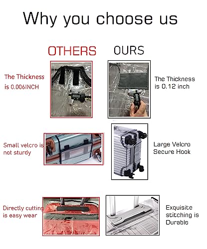 FABULWAY Clear PVC Suitcase Cover - Thickened Waterproof Luggage Protector, Full Transparent Dustproof Sleeve for Wheeled Suitcases (22") - Image 4