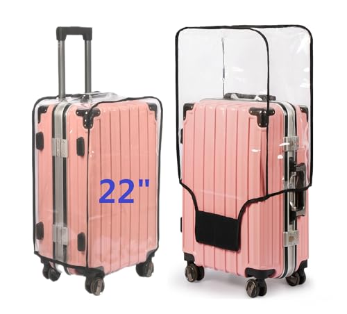 FABULWAY Clear PVC Suitcase Cover - Thickened Waterproof Luggage Protector, Full Transparent Dustproof Sleeve for Wheeled Suitcases (22") - Image 1
