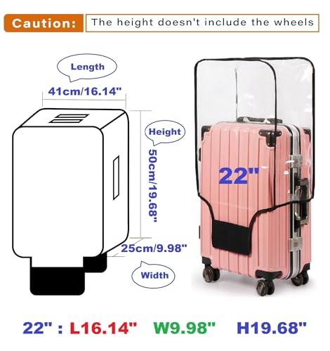 FABULWAY Clear PVC Suitcase Cover - Thickened Waterproof Luggage Protector, Full Transparent Dustproof Sleeve for Wheeled Suitcases (22") - Image 2